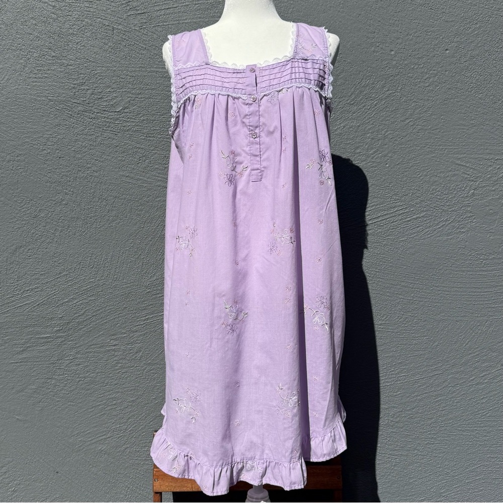 Vintage Cottagecore Nightgown XXL Lavender Embroidered Cotton Blend Sleep Dress - Picture 3 of 16